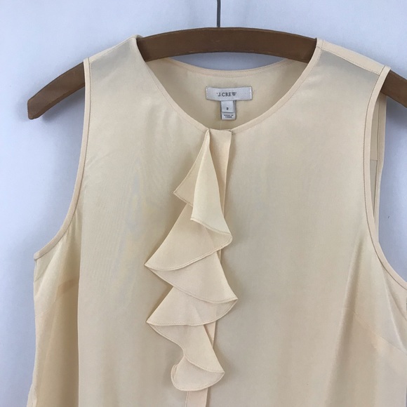 NEW J Crew Cream Silk Ruffle Blouse Tank Top - Picture 3 of 5
